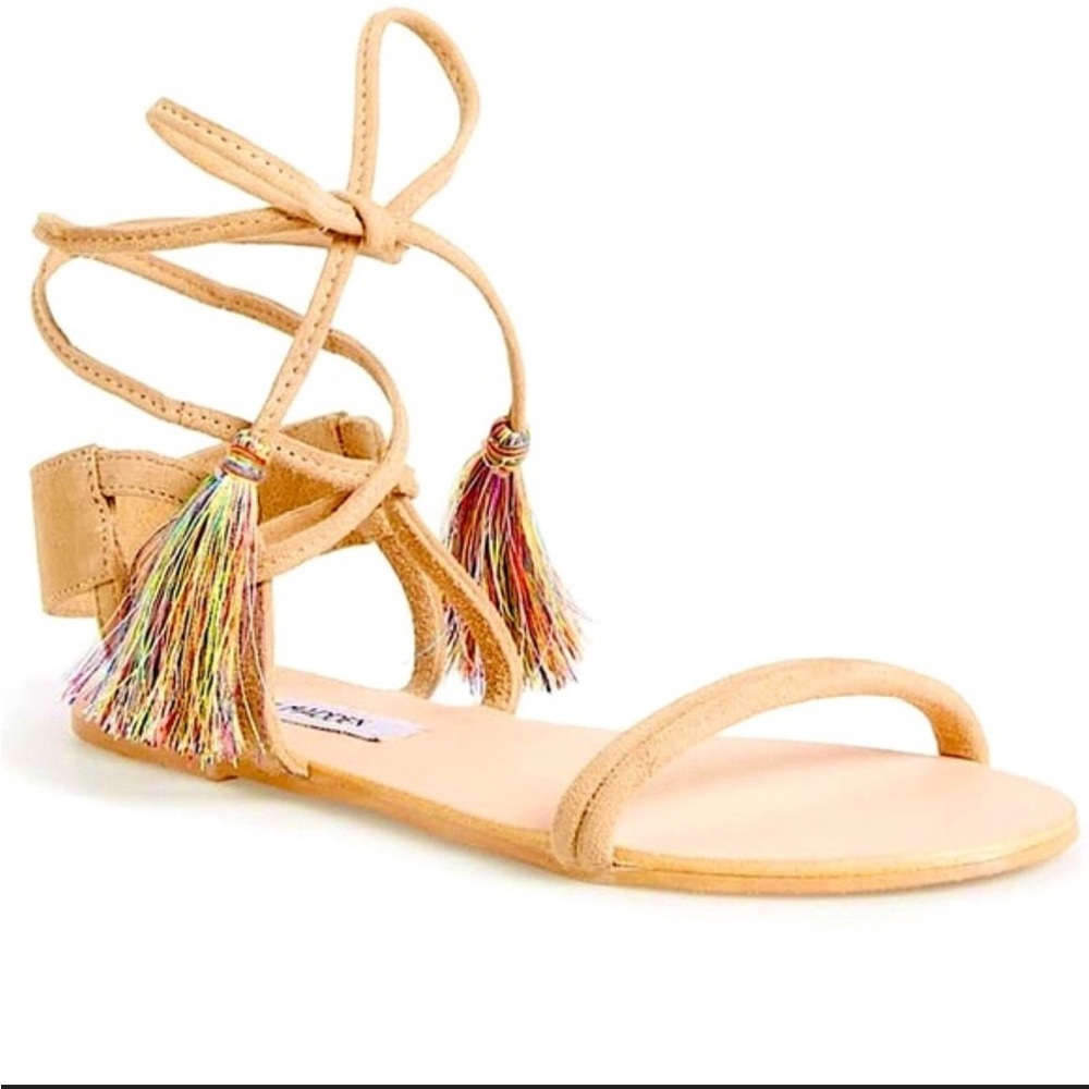 Steve Madden Tan Strappy Sandals with Tassels